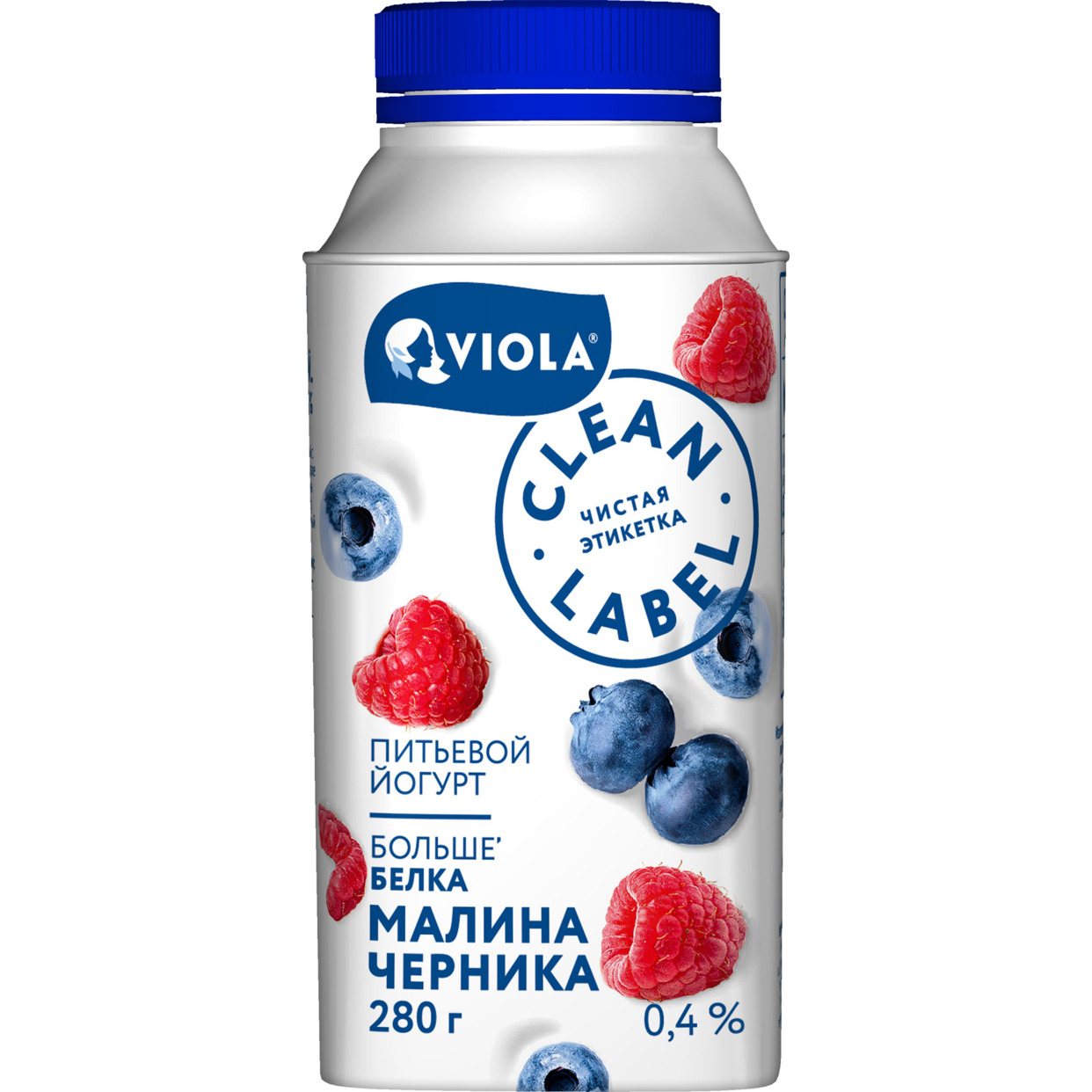 БЗМЖ Йогурт VIOLA Clean Label с малиной/черникой питьевой 0,4% 280г